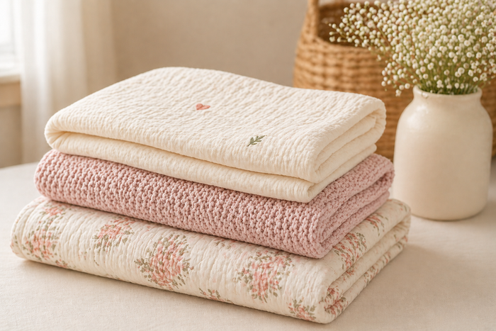 Folded handmade baby blankets