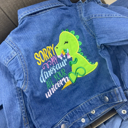 dinosaur unicorn Jean Jacket