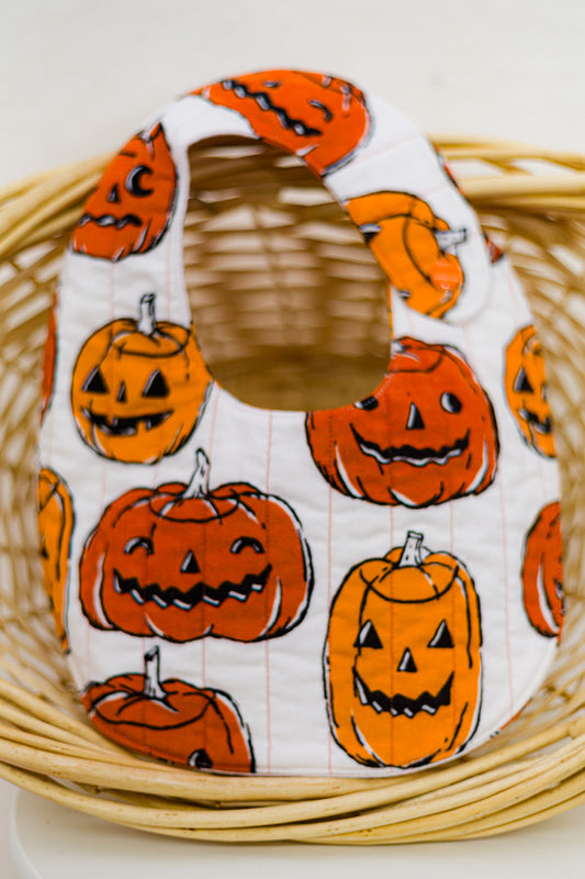 pumpkin quilted flannel bib