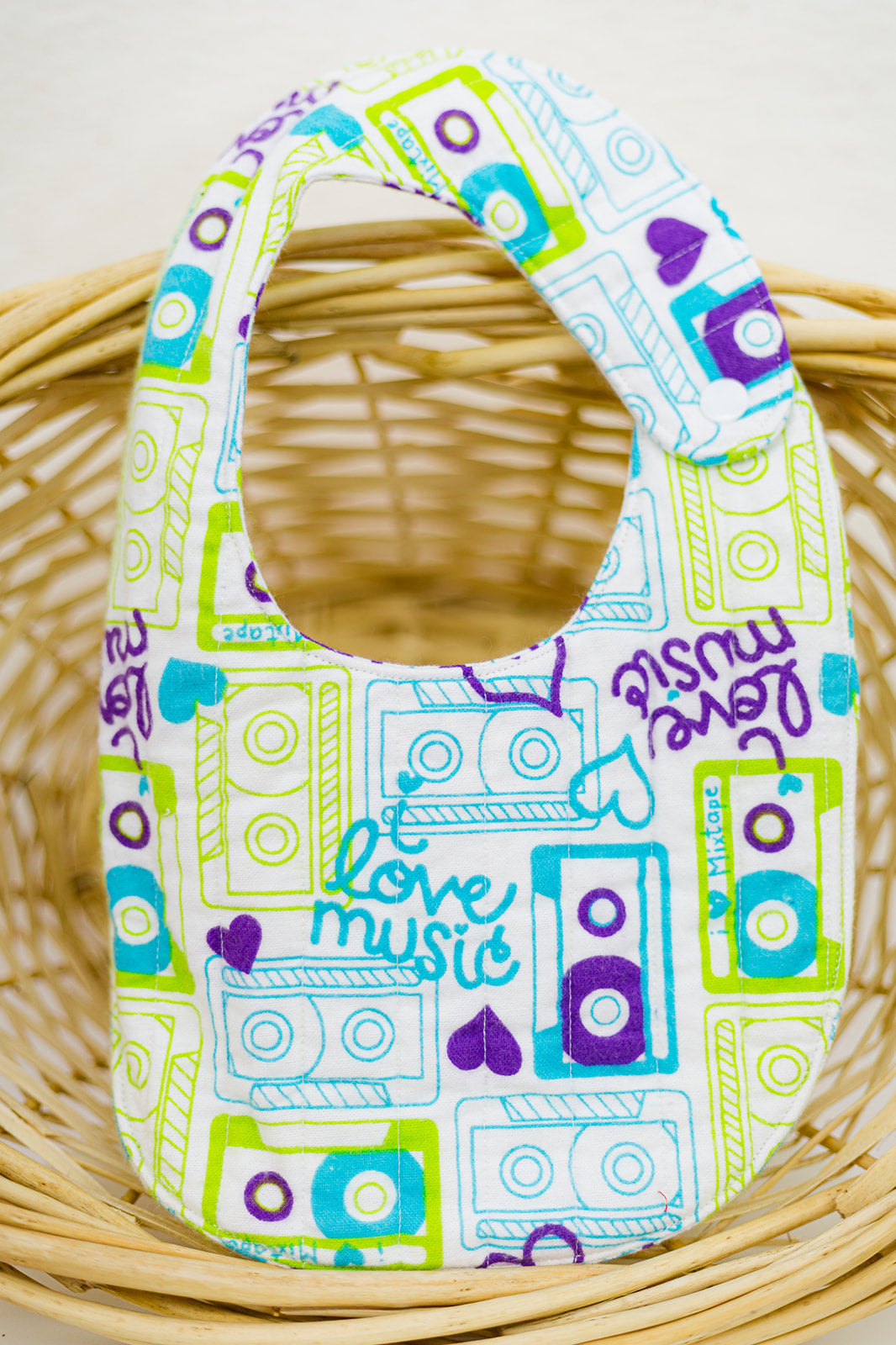 music quilted flannel bib