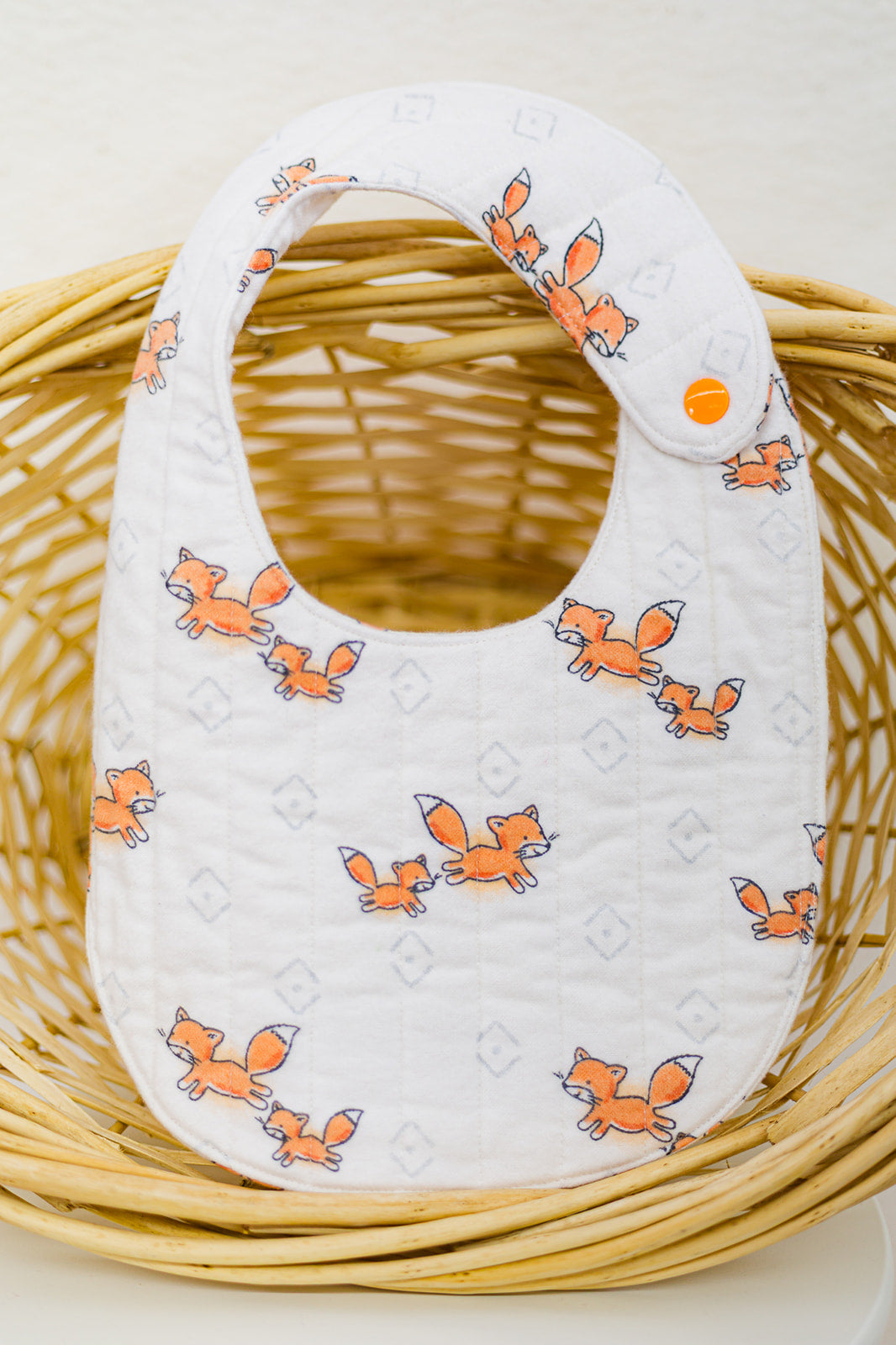 fox flannel quilted baby bib