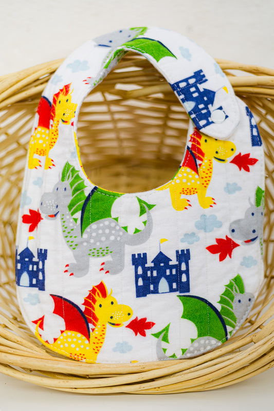 dragon flannel quilted baby bib