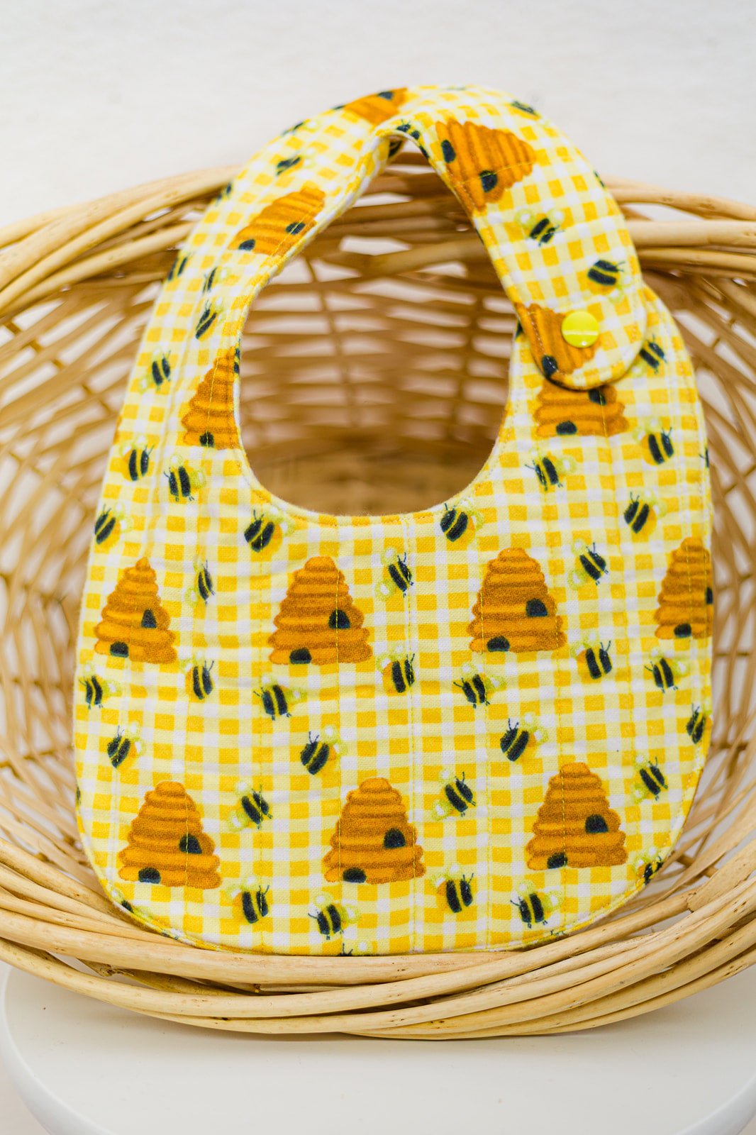 bumble bee flannel quilted baby bib