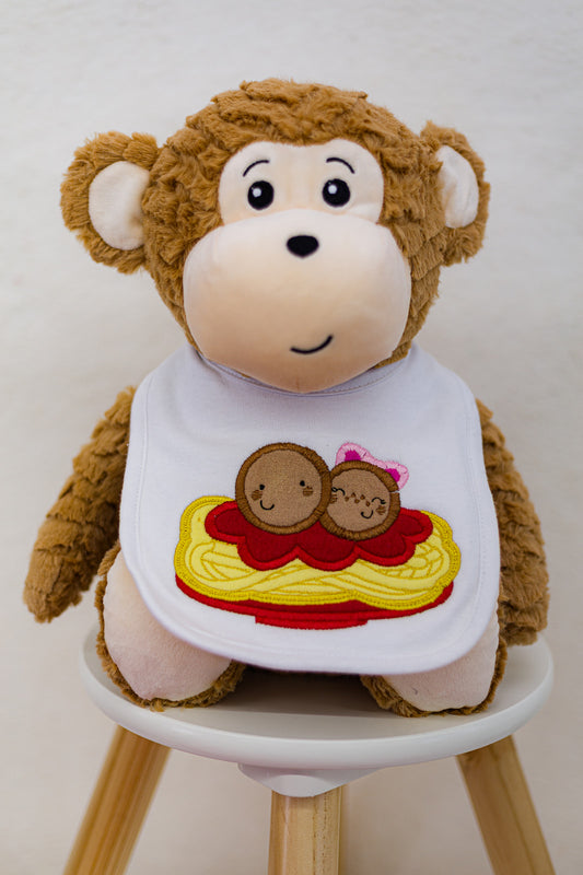 spaghetti applique 0-6 baby bib