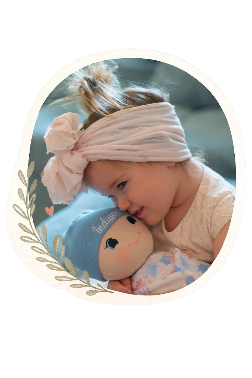 Child holding handmade toy